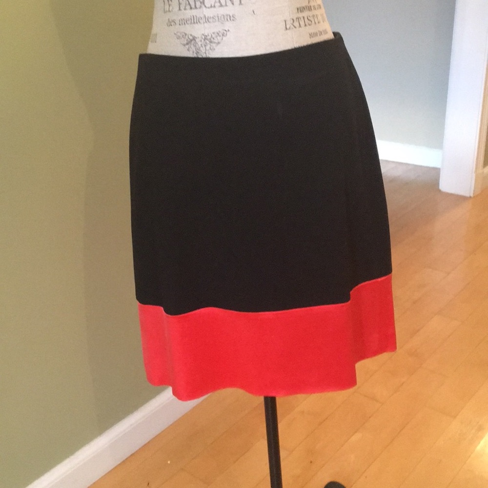 Ann Taylor Black Skirt with Red Hem